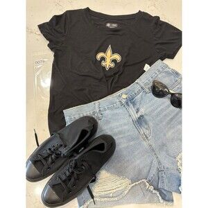 New Orleans Saints T Shirt Womens Large Black